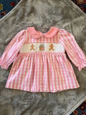 Pink Gingham Smocked Gingerbread Dress - Kids